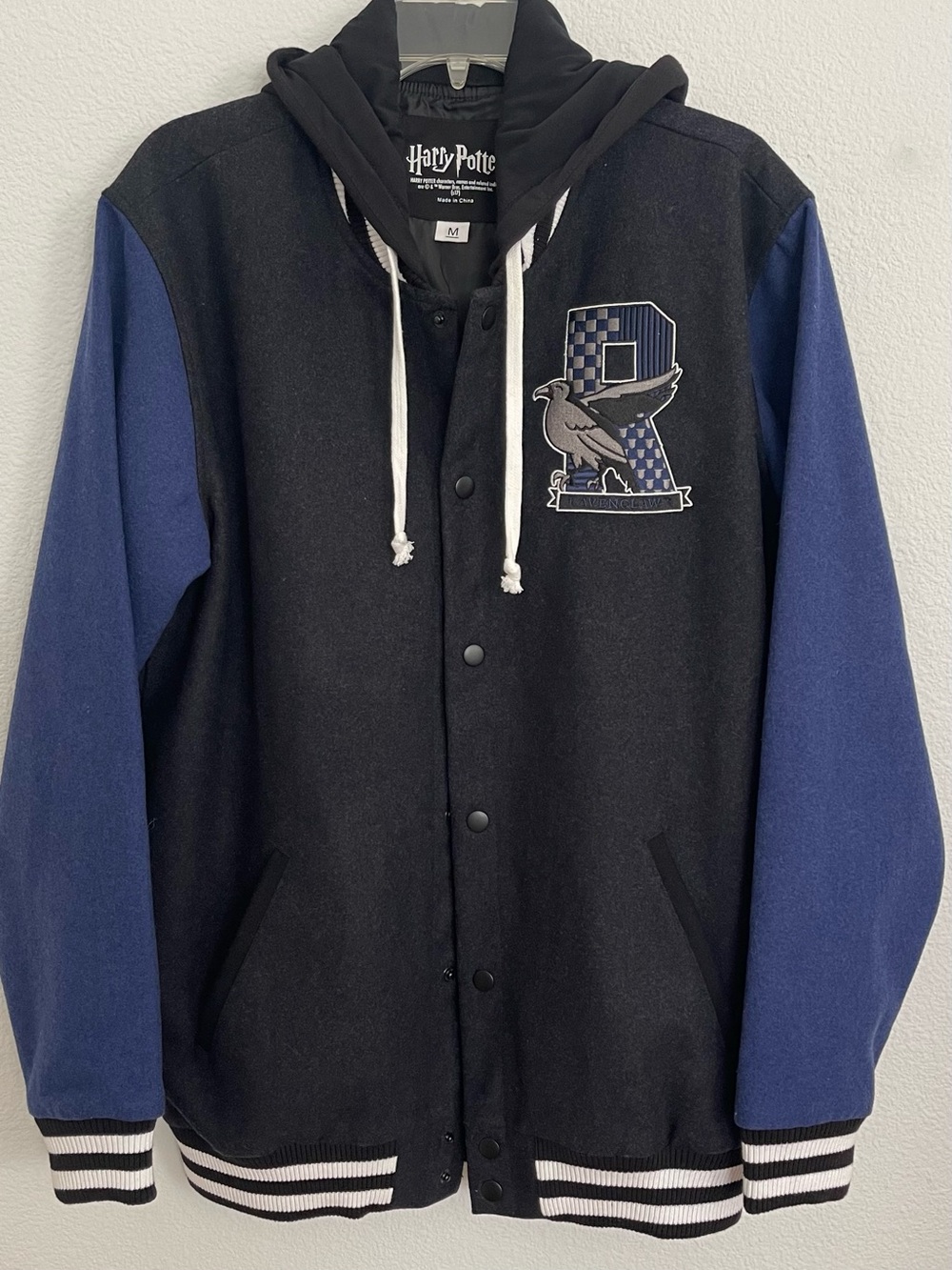 Harry Potter Ravenclaw Wool Blend Varsity Jacket Hoodie M Grunge Hogwarts Sporty